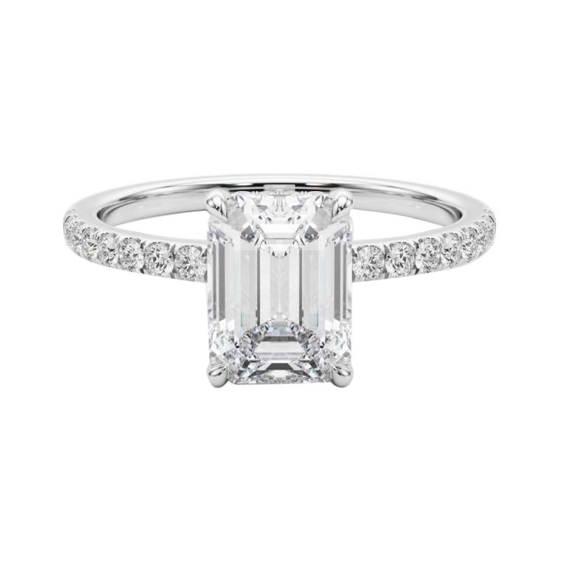 GIA zertifiziert 1.5 Karat Smaragd versteckt Halo Pave  Diamantring