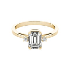 GIA Certified 1.5 Carat Emerald Three-Stone 18K Yellow Gold Diamond Ring