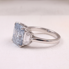 GIA Certified 1.5 Carat Fancy Grayish Blue VVS1 Radiant Diamond White Gold Ring