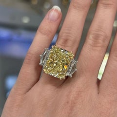 GIA Certified 15 Carat Fancy Intense Yellow Radiant Diamond Ring