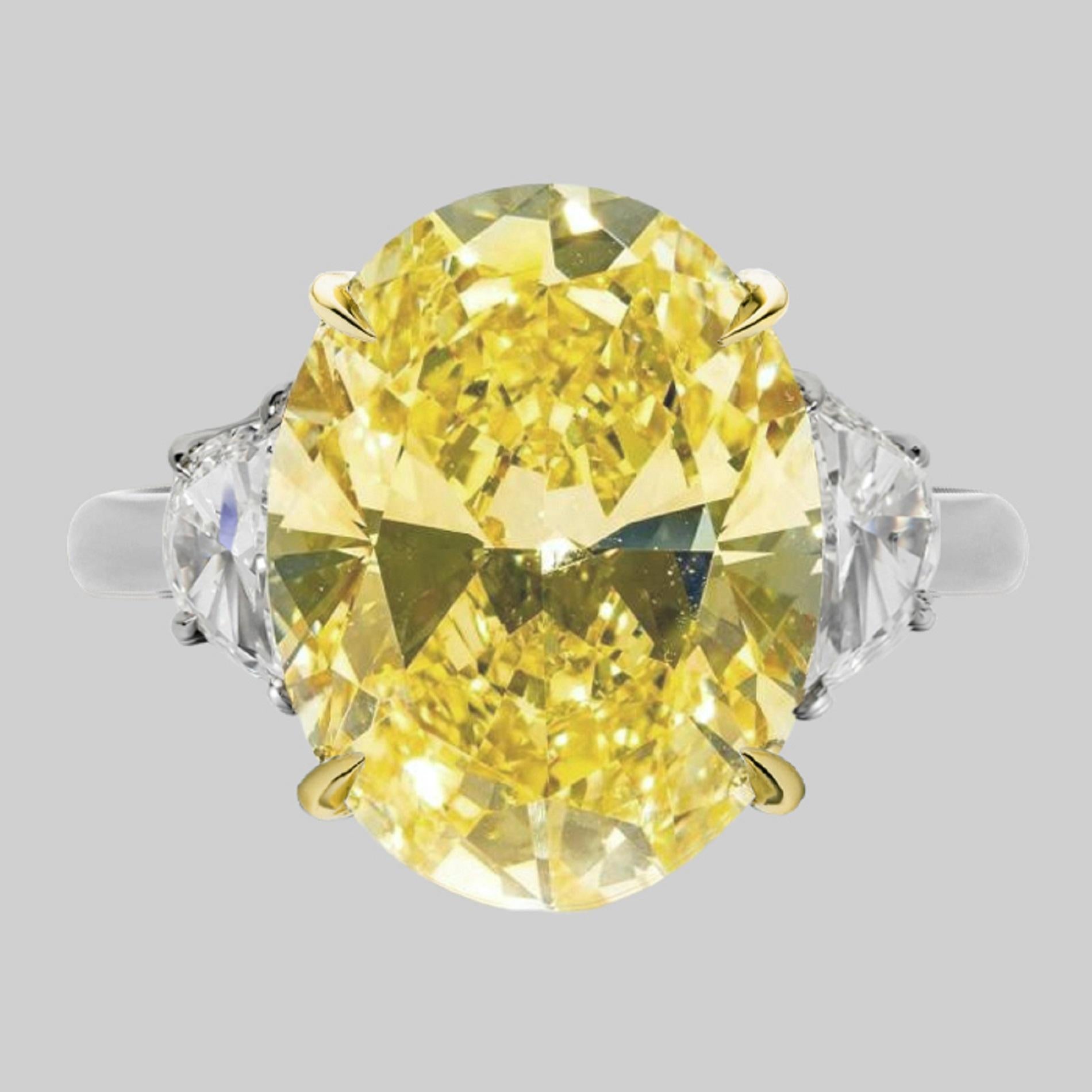 GIA-zertifizierter 5 Karat hellgelber ovaler Diamantring (Moderne) im Angebot