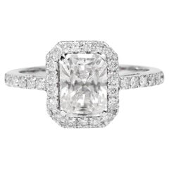 GIA Certified 1.5 Carat G VS Radiant Cut Diamond Halo Engagement Ring