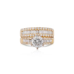 Used GIA Certified 1.5 Carat H/I2 Diamond 2 Piece Engagement & Wedding Ring Set