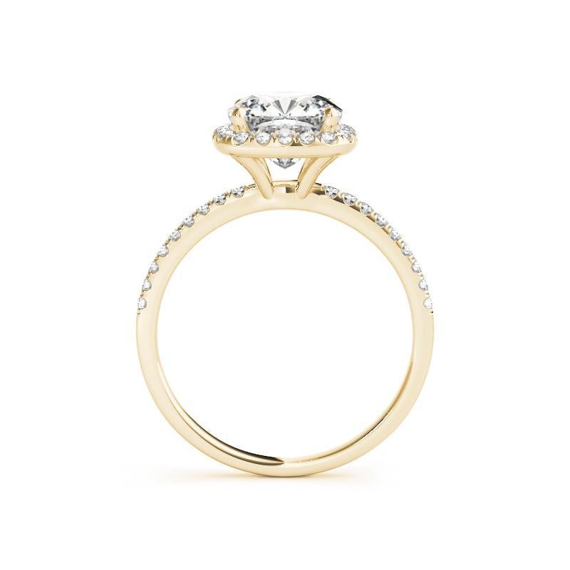 Cushion Cut GIA Certified 1.5 Carat Halo Square Cushion Basket Set Diamond Ring For Sale