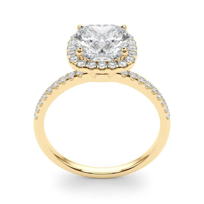 GIA Certified 1.5 Carat Halo Square Cushion Basket Set Diamond Ring In New Condition For Sale In New York, NY