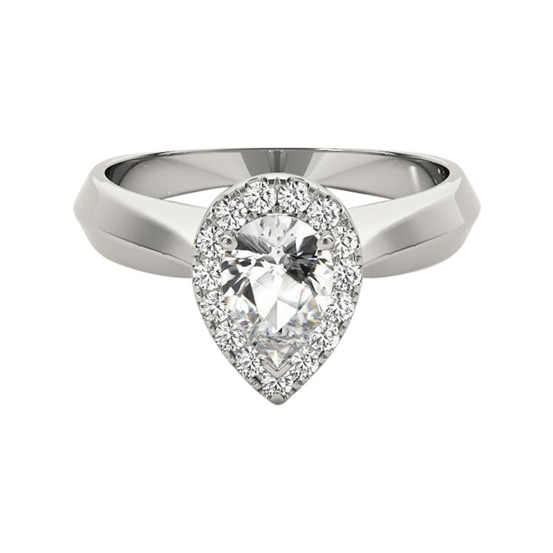 GIA Certificato 1.5 Carati Bordo Coltello Fascia Pera Halo  Anello con diamante