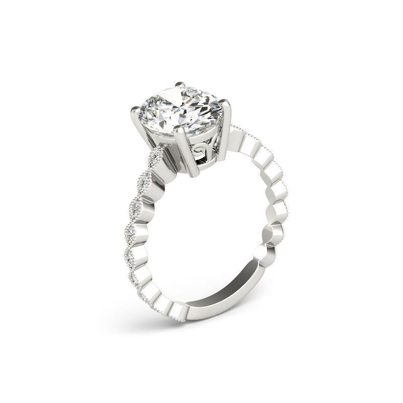 GIA zertifiziert 1,5 Karat Oval Lünette Milgrain Band 18K Weißgold Diamantring Damen im Angebot
