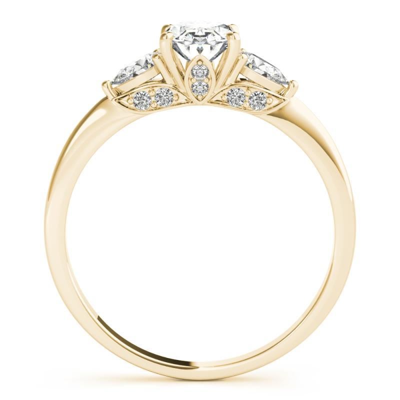 Bague à trois pierres en or jaune 18 carats, certifiée GIA, de 1,5 carat pour les ovales et les poires Neuf - En vente à New York, NY
