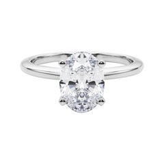 GIA Certified 1.5 Carat Oval Prong Set Solitaire Diamond Ring