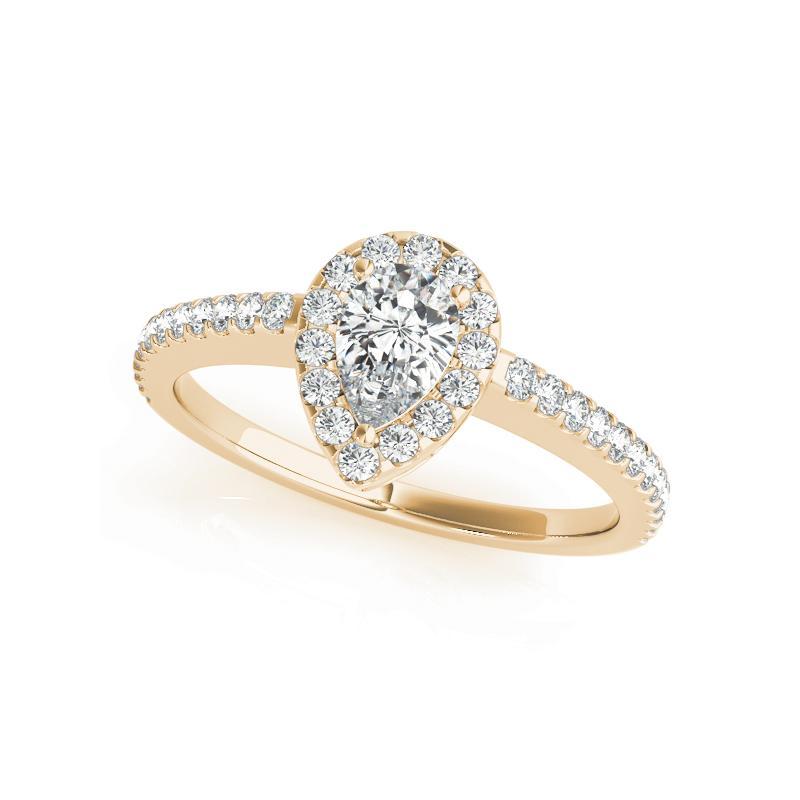 Taille poire Bague à diamant en or jaune 18 carats certifiée GIA de 1,5 carat en forme de halo de poire et de panier filigrané en vente