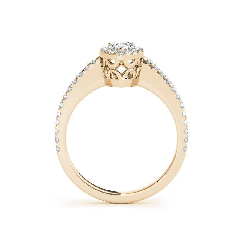Bague à diamant en or jaune 18 carats certifiée GIA de 1,5 carat en forme de halo de poire et de panier filigrané Neuf - En vente à New York, NY