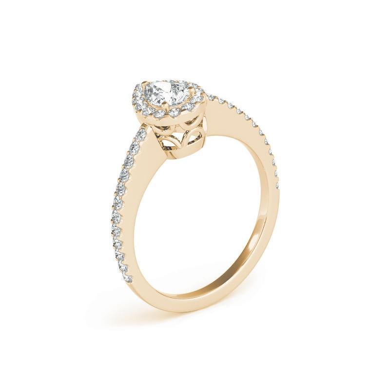 Bague à diamant en or jaune 18 carats certifiée GIA de 1,5 carat en forme de halo de poire et de panier filigrané Pour femmes en vente