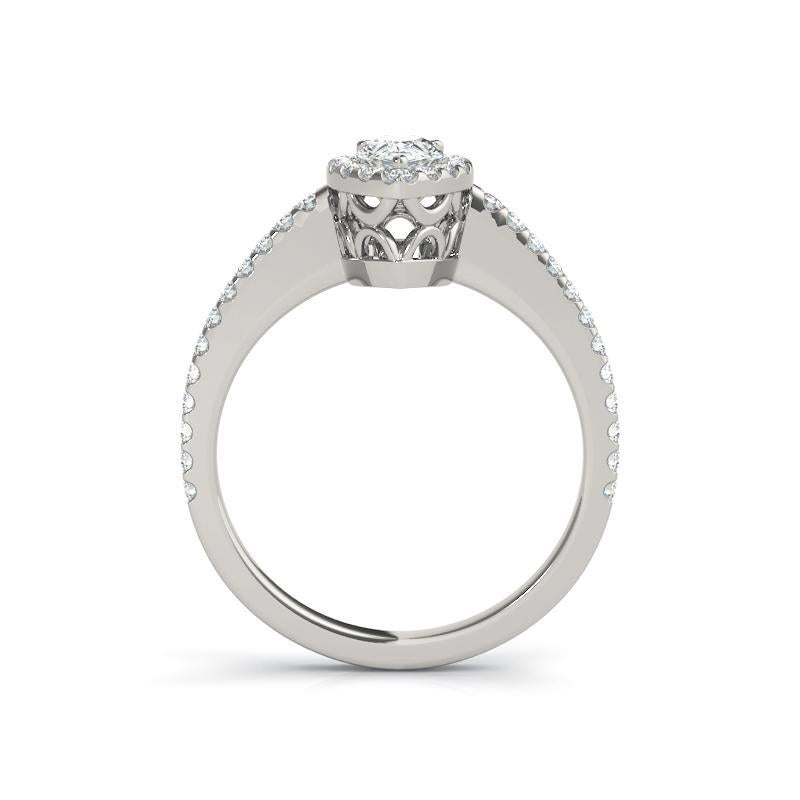 GIA Certified 1.5 Carat Pear Halo Filigree Basket  Diamond Ring In New Condition For Sale In New York, NY