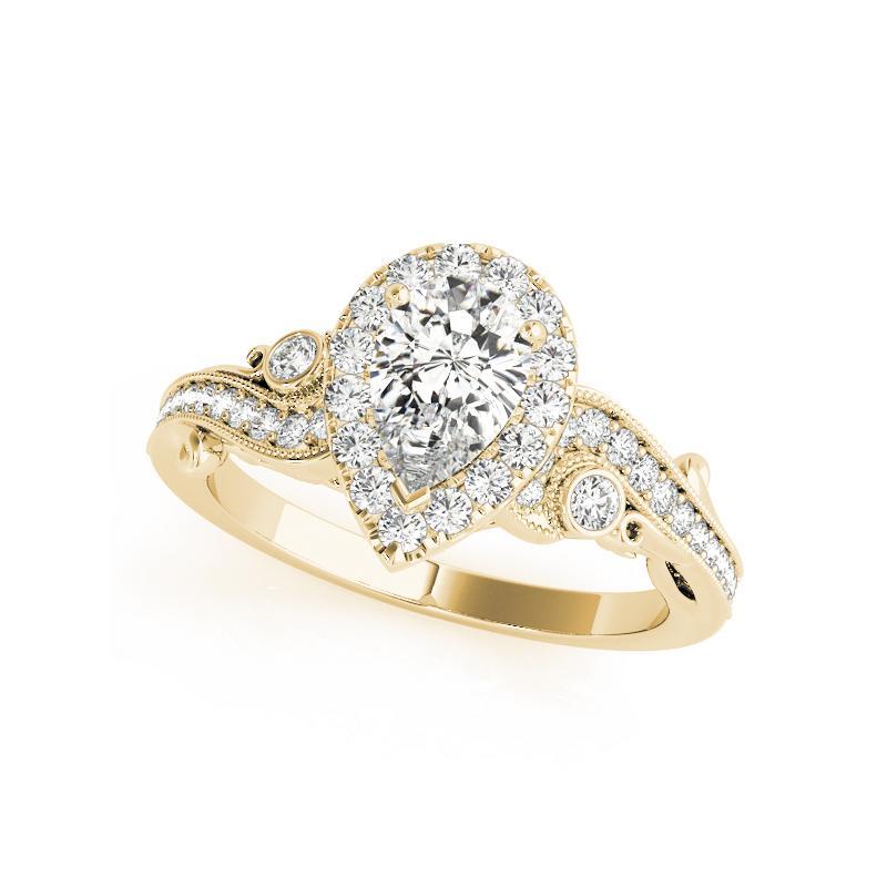 Taglio a goccia GIA Certified 1.5 Carat Pear Halo Multi-Stone Curved Diamond Ring in vendita