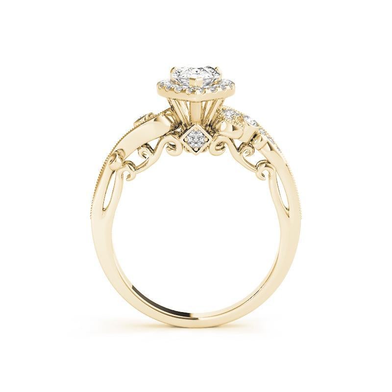 GIA Certified 1.5 Carat Pear Halo Multi-Stone Curved Diamond Ring In condizioni Nuovo in vendita a New York, NY