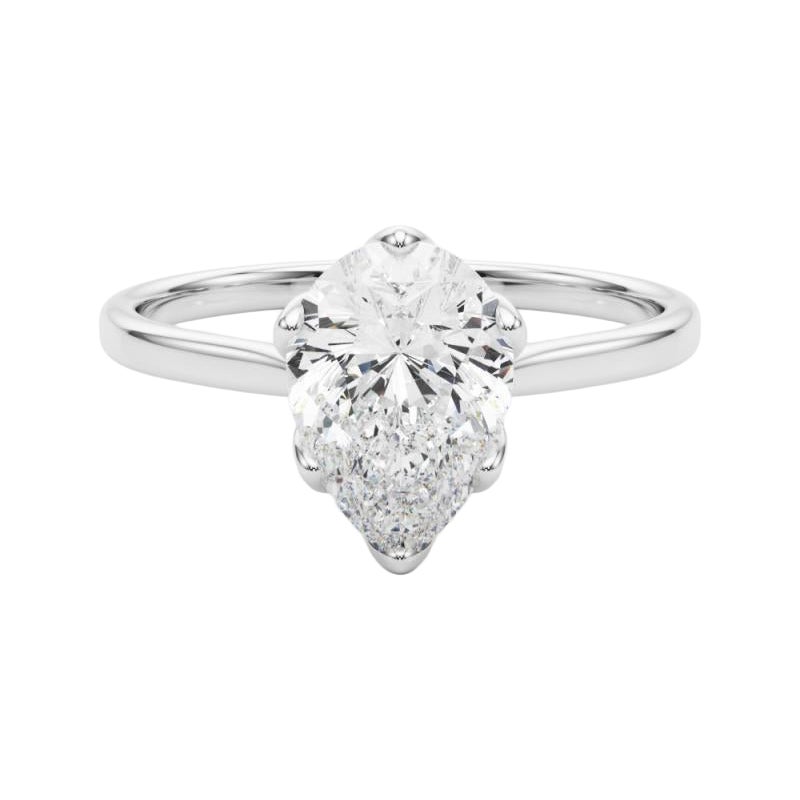 GIA zertifiziert 1.5 Karat Birne Solitär Kathedrale Tulpe Diamantring