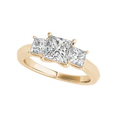 GIA-zertifizierter dreisteiniger klassischer Diamantring mit 1.5 Karat im Prinzessinnenschliff