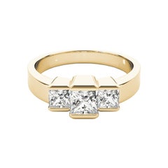 GIA Certified 1.5 Carat Princess Cut Three-Stone Tension Diamond Ring