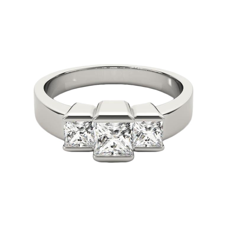 GIA-zertifiziert 1,5 Karat Prinzessinnenschliff Drei-Stein-Spannung Platin Diamantring
