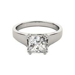 GIA Certified 1,5 Carat Princess Double Prong Trellis Platinum Diamond Ring