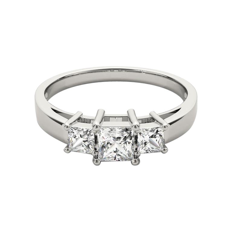 GIA Certified 1.5 Carat Princess Three-Stone Anniversary Diamond Ring