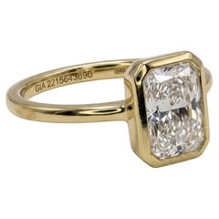 GIA Certified 1.5 Carat Radiant Cut Diamond Solitaire Engagement Ring