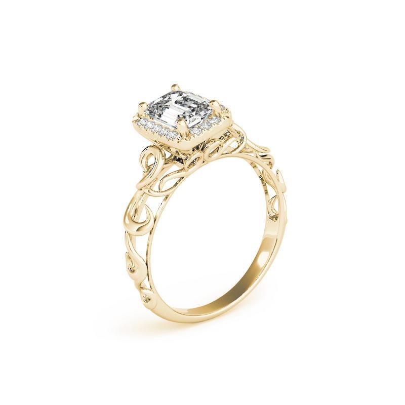 Bague à diamant cathédrale certifiée GIA de 1.5 carats à halo rayonnant Pour femmes en vente