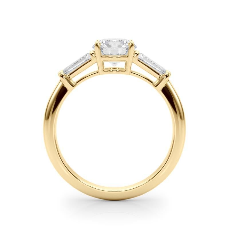GIA Certified 1.5 Carat Round & Baguette Classic 3-Stone Diamond Ring In condizioni Nuovo in vendita a New York, NY