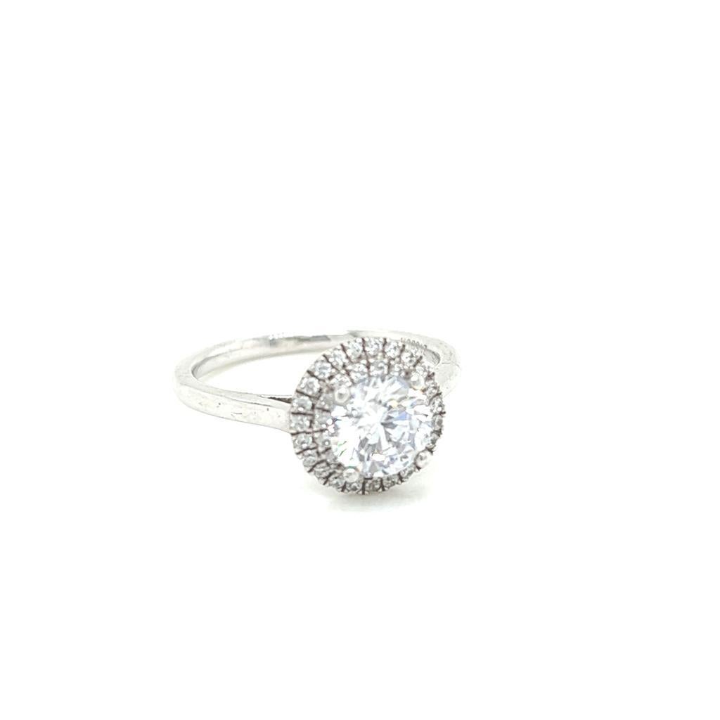En vente :  Bague en platine avec diamants ronds et brillants de 1,5 carat certifiés GIA 5