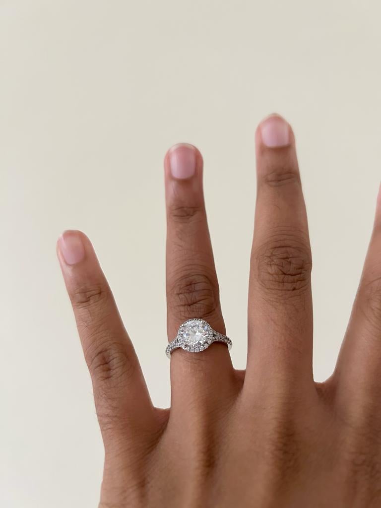 For Sale:  GIA Certified 1.5 Carat Round Brilliant Diamond Ring in Platinum 7