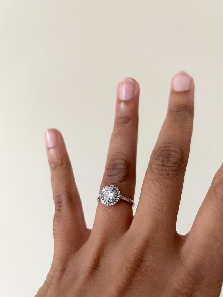 En vente :  Bague en platine avec diamants ronds et brillants de 1,5 carat certifiés GIA 8