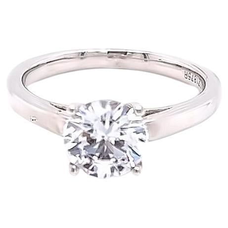 Solitaire en platine avec diamants ronds et brillants de 1,5 carat certifiés GIA