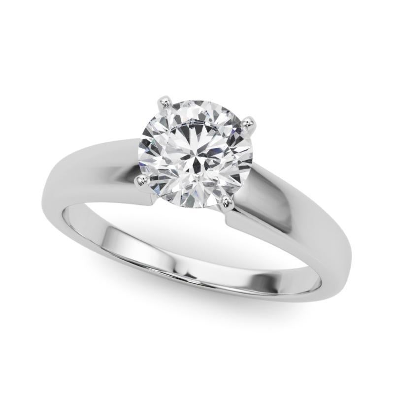 Taille ronde Bague solitaire classique à diamants ronds de 1,5 carat certifiée GIA en vente