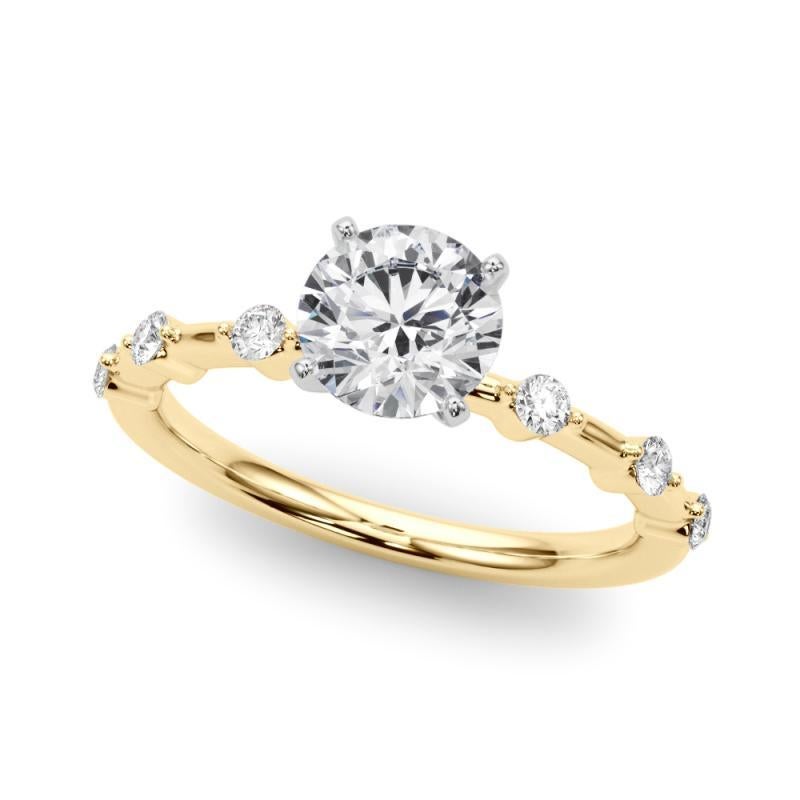 Donna Anello di diamanti con gambo di bambù con diamante rotondo da 1,5 carati certificato GIA in vendita