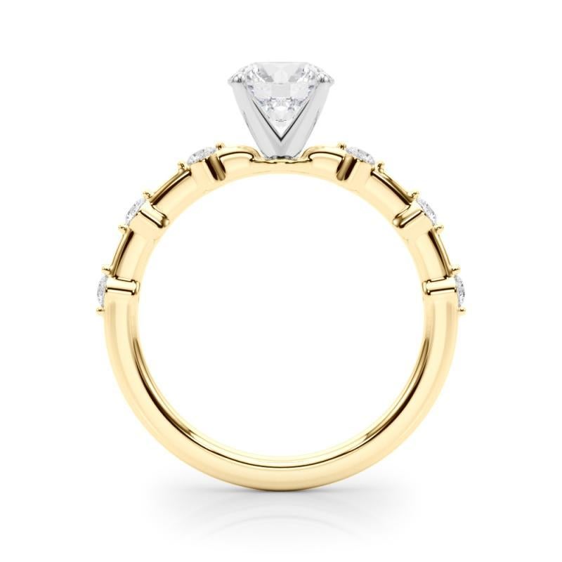 Anello di diamanti con gambo di bambù con diamante rotondo da 1,5 carati certificato GIA in vendita 1