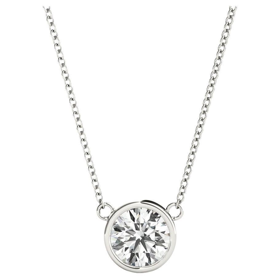 GIA Certified 1.5 Carat Round Diamond Bezel Solitaire Pendant