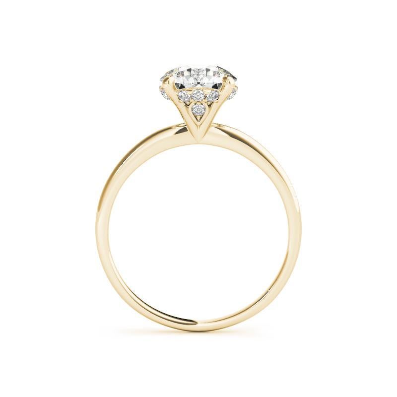 Taglio rotondo Anello con diamante rotondo certificato GIA da 1,5 carati con diamante aureolato nascosto in vendita