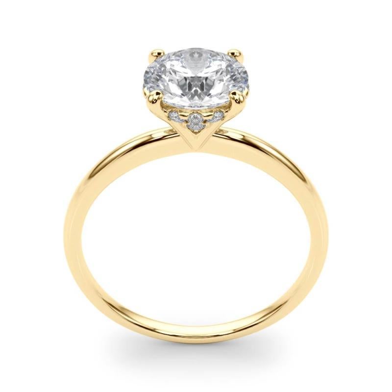 Anello con diamante rotondo certificato GIA da 1,5 carati con diamante aureolato nascosto In condizioni Nuovo in vendita a New York, NY