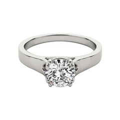 GIA Certified 1.5 Carat Round Double Four-Prong  Diamond Ring