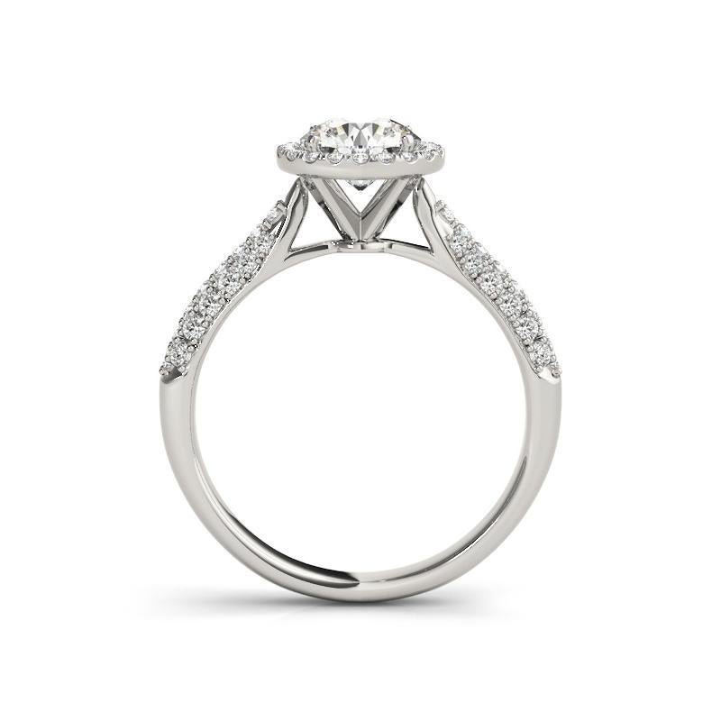 Bague à diamant cathédrale certifiée GIA de 1,5 carat à halo rond et panier Neuf - En vente à New York, NY