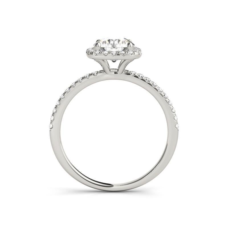 Taille ronde Ensemble de panier certifié GIA de 1,5 carat de forme ronde Halo  Bague en diamant en vente