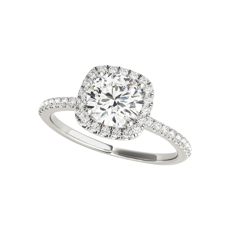 Ensemble de panier certifié GIA de 1,5 carat de forme ronde Halo  Bague en diamant