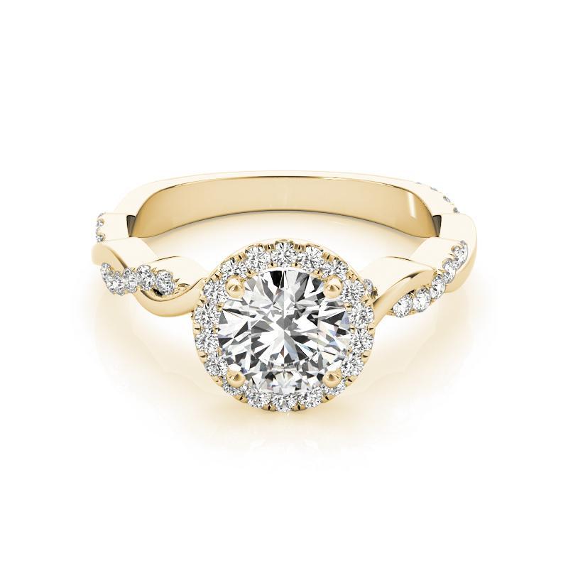 Taille ronde Bague à diamant tressé certifiée GIA de 1,5 carat à halo rond entrelacé en vente