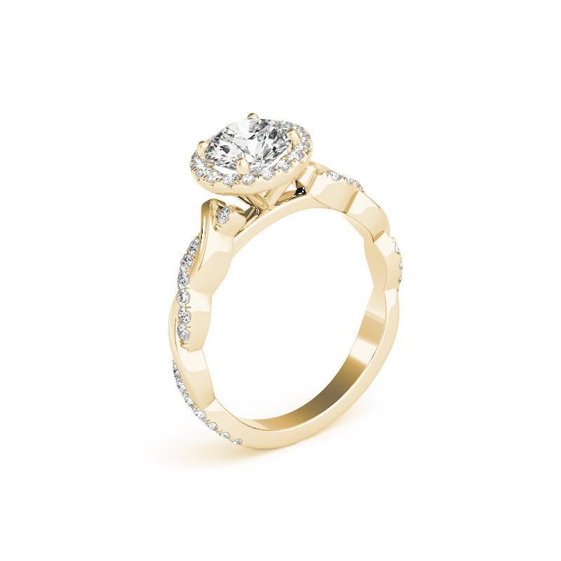 Bague à diamant tressé certifiée GIA de 1,5 carat à halo rond entrelacé en vente 1