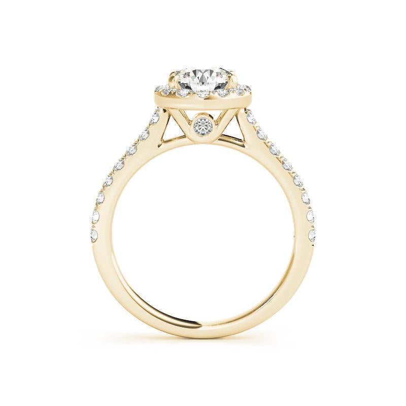 Taglio rotondo Anello con diamante da cattedrale con pietra laterale aureolata rotonda da 1.5 carati certificato GIA in vendita