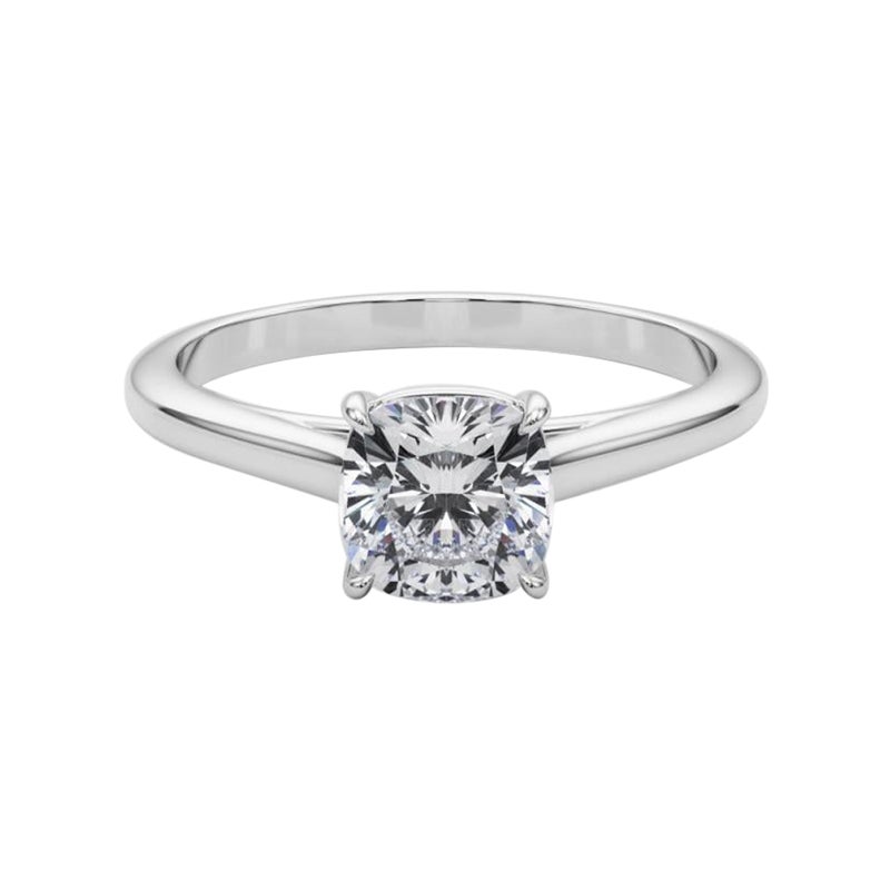 GIA Certified 1.5 Carat Round Solitaire Cathedral Platinum Diamond Ring