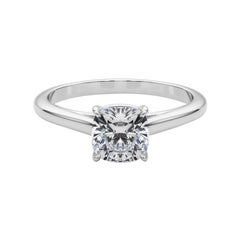GIA Certified 1.5 Carat Round Solitaire Cathedral Platinum Diamond Ring