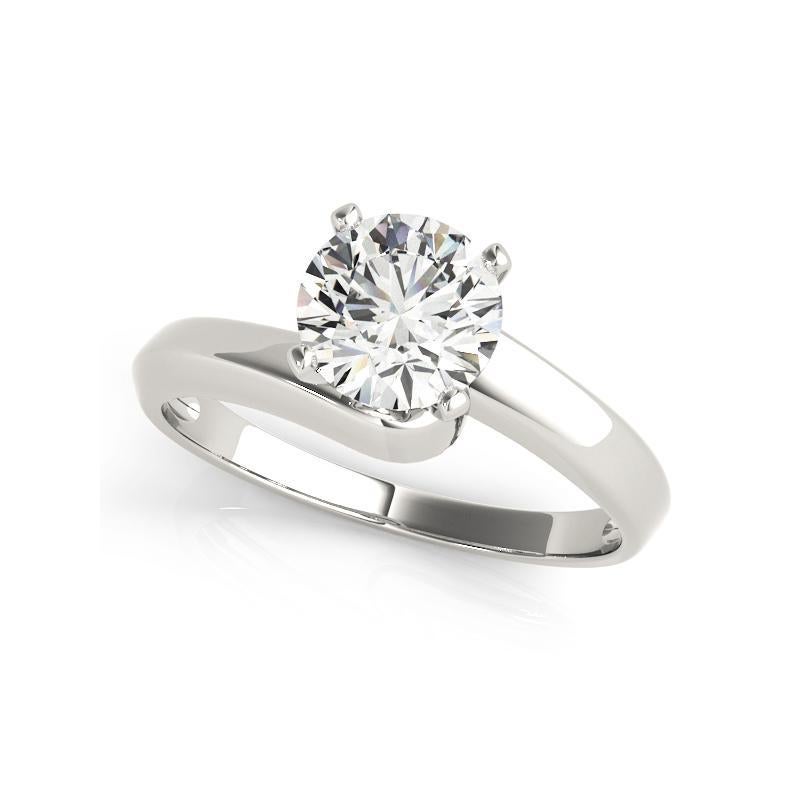 Taglio rotondo GIA Certified 1.5 Carat Round Solitaire Curved Band Platinum Diamond Ring in vendita