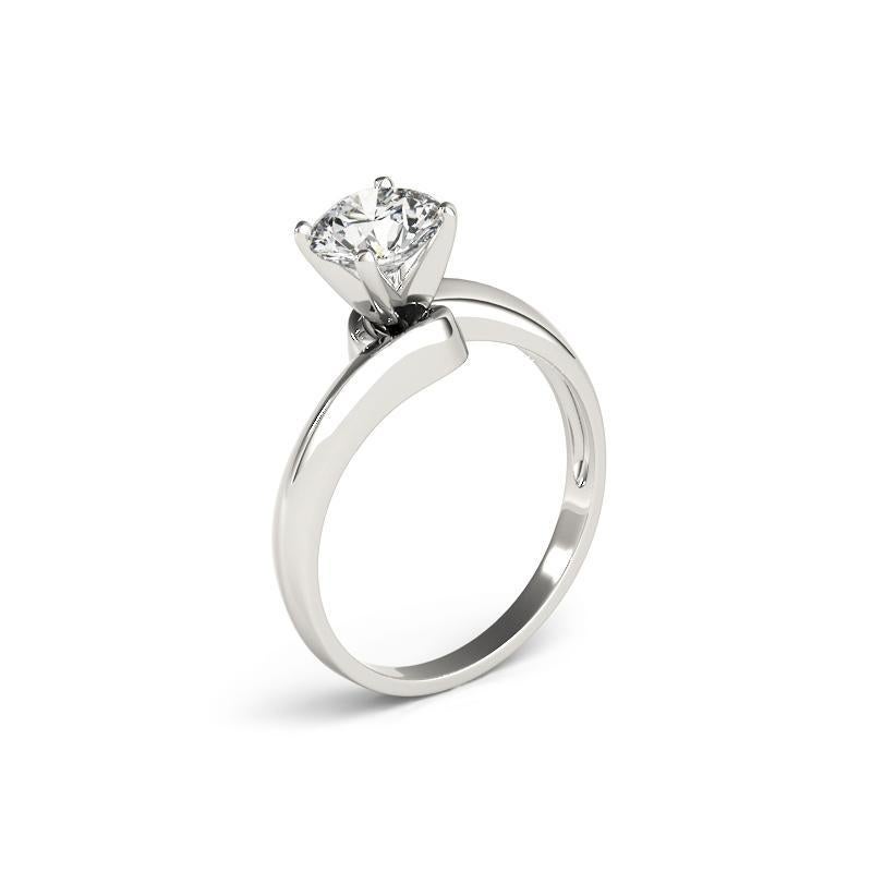 Donna GIA Certified 1.5 Carat Round Solitaire Curved Band Platinum Diamond Ring in vendita