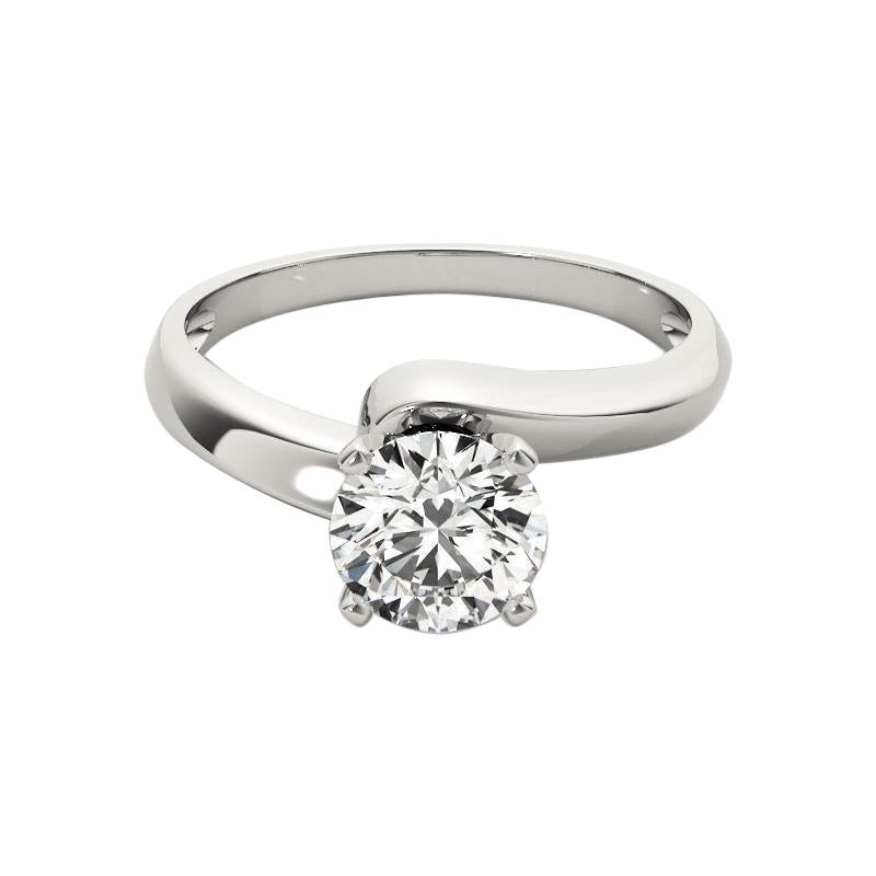GIA Certified 1.5 Carat Round Solitaire Curved Band Platinum Diamond Ring